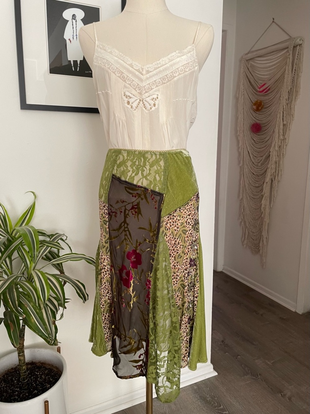 Vintage Y2K NOUN Patchwork Midi Skirt XS/S